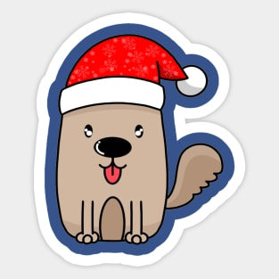 Cute dog wearing Santa Claus hat,Hand drawn Sticker